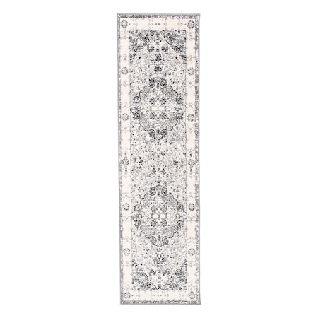 World Rug Gallery Traditional Medallion Runner Rug 2' x 7' Gray MON830GRAY2X7